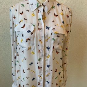100% silk button down shirt with insect motif. New with tags Size small